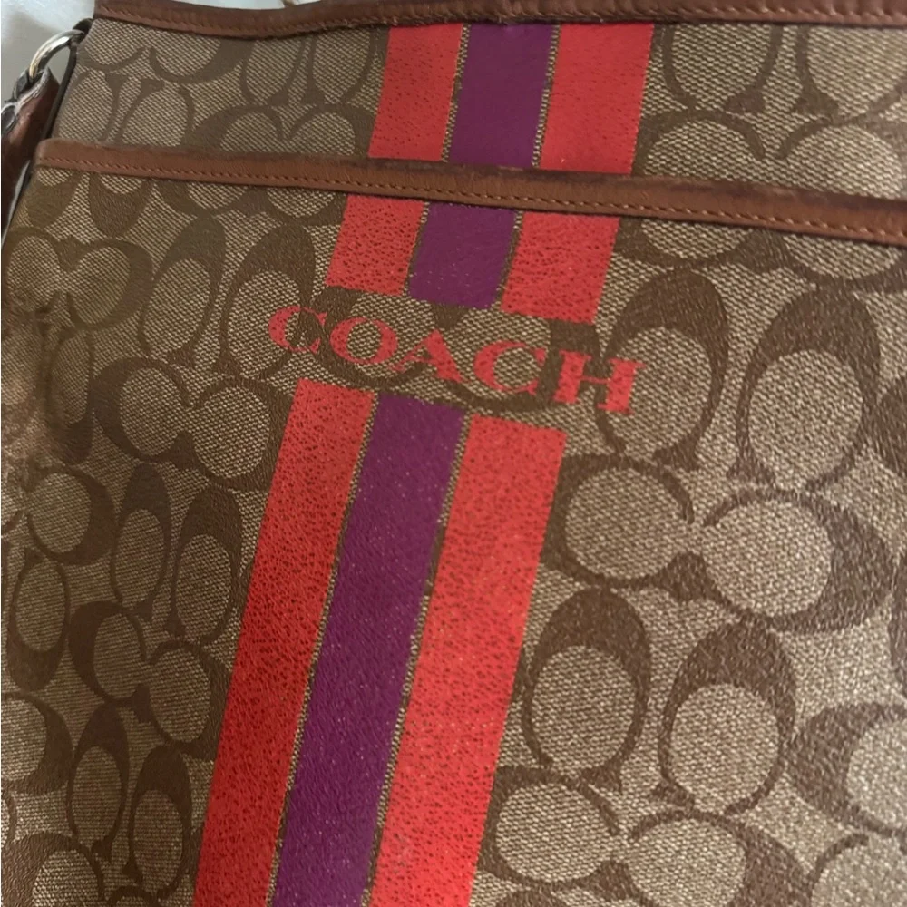 COACH VARSITY STRIPE SIGNATURE COATED CANVAS CROSSBODY BAG